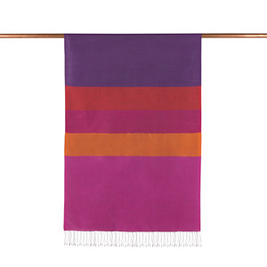 Violet Kushak Striped Silk Scarf - Thumbnail