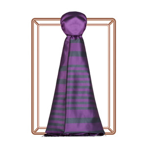 Violet Meridian Striped Silk Scarf - Thumbnail