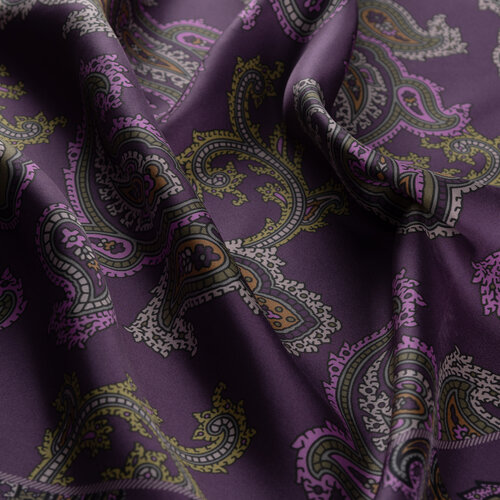 Violet Patchwork Patterned Twill Silk Scarf