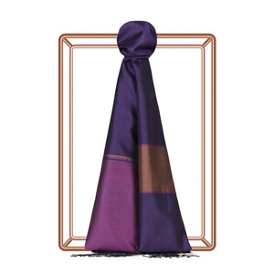 Violet Striped Silk Scarf - Thumbnail