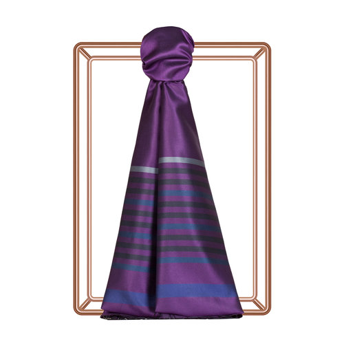 Violet Thin Meridian Striped Silk Scarf