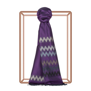 Violet Zigzag Silk Scarf - Thumbnail