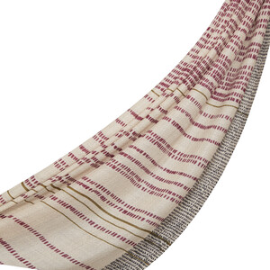 ipekevi - شال صوف نقشة زيلي لون بيج وعنابي