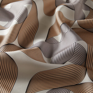 Vizon Kurdela Desenli Tivil İpek Eşarp - Thumbnail