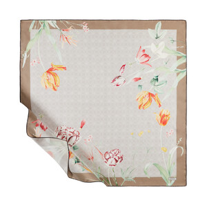 ipekevi - ايشارب حرير تويل تصميم ورود لون بيج