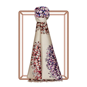 ipekevi - شال حرير بتصميم ورود لون بيج ipekevi - شال حرير بتصميم ورود لون بيج