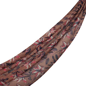 ipekevi - شال صوف وحرير تصميم ورود لون بيج