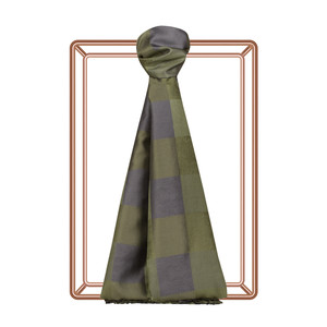 Walnut Green Buffalo Checked Silk Scarf - Thumbnail