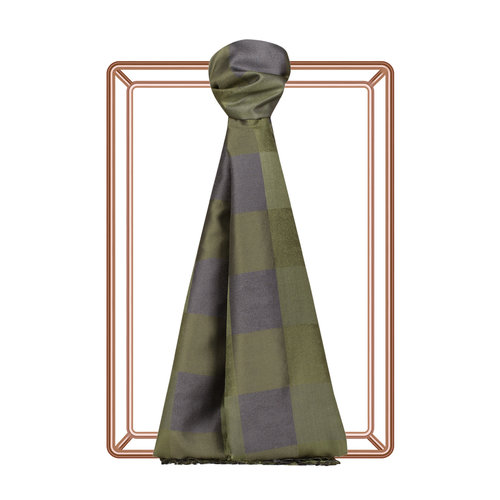 Walnut Green Buffalo Checked Silk Scarf