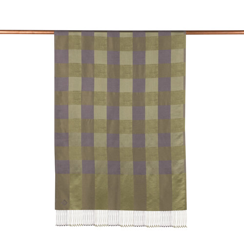 Walnut Green Buffalo Checked Silk Scarf