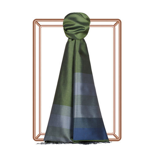 Walnut Green Elitist Striped Silk Scarf