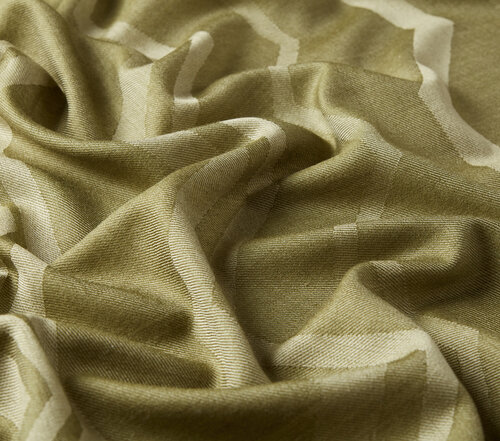 Walnut Green Ethnic Zigzag Wool Silk Scarf