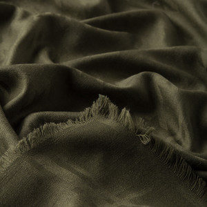 Walnut Green Houndstooth Print Wool Silk Scarf - Thumbnail