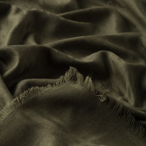 Walnut Green Houndstooth Print Wool Silk Scarf