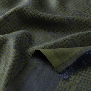 Walnut Green IE Monogram Cotton Silk Scarf - Thumbnail