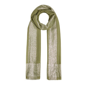 ipekevi - Walnut Green Lurex Border Wool Silk Scarf (1)