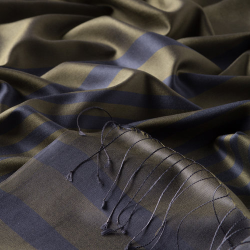 Walnut Green Meridian Striped Silk Scarf