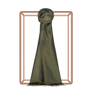 Walnut Green Plain Silk Scarf - Thumbnail