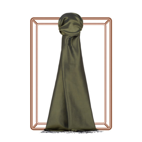 Walnut Green Plain Silk Scarf