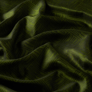 ipekevi - Walnut Green Qufi Pattern Silk Scarf (1)