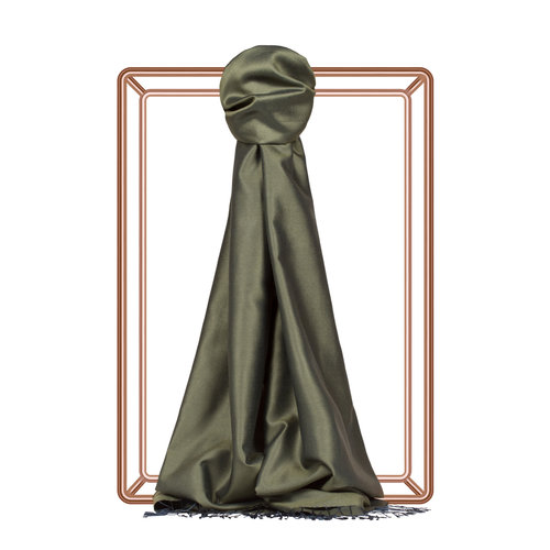 Walnut Green Reversible Silk Scarf