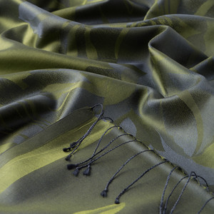 Walnut Green Royal Garden Jacquard Silk Scarf - Thumbnail