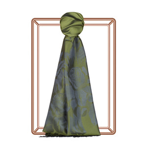 Walnut Green Royal Garden Jacquard Silk Scarf - Thumbnail