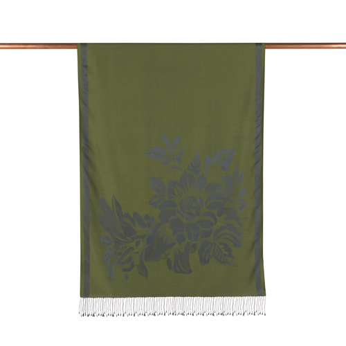 Walnut Green Royal Garden Jacquard Silk Scarf