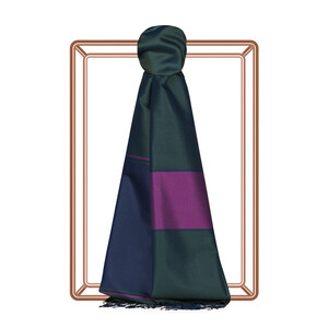 Walnut Green Striped Silk Scarf - Thumbnail