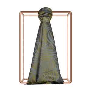 Walnut Green Zebra Jacquard Silk Scarf - Thumbnail