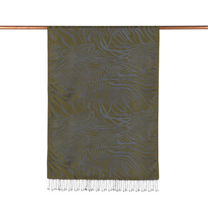 ipekevi - Walnut Green Zebra Jacquard Silk Scarf (1)