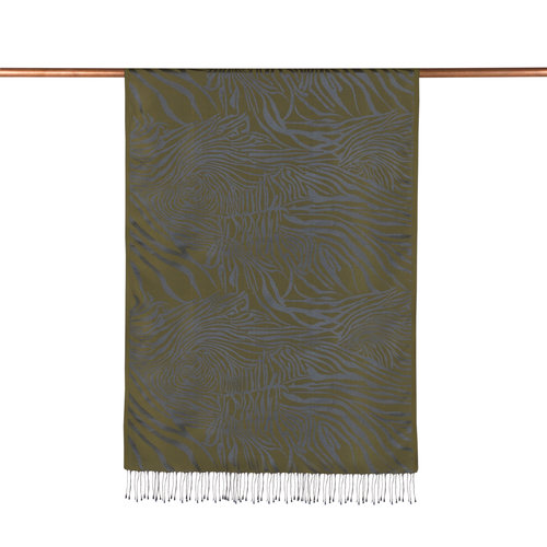 Walnut Green Zebra Jacquard Silk Scarf