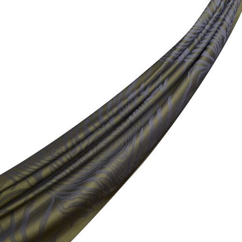 Walnut Green Zebra Print Cotton Silk Scarf