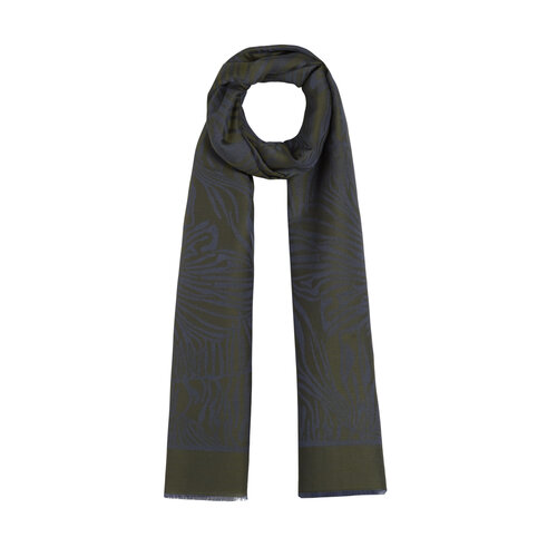 Walnut Green Zebra Print Cotton Silk Scarf