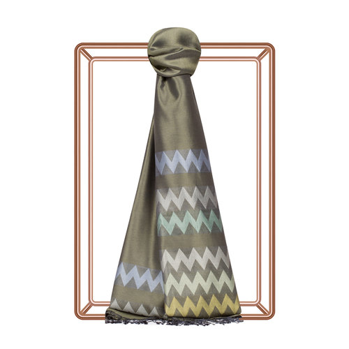 Walnut Green Zigzag Silk Scarf