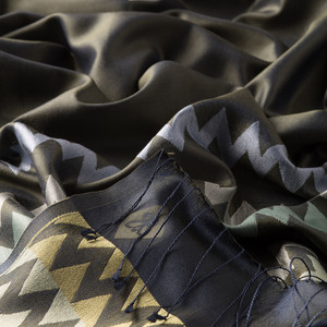 ipekevi - Walnut Green Zigzag Silk Scarf (1)
