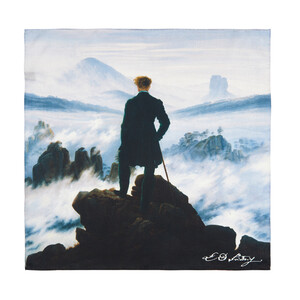 Wanderer above the Sea of Fog Satin Silk Pocket Square - Thumbnail