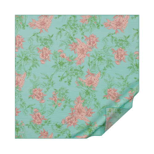 Water Green Azalea Print Tencel Scarf