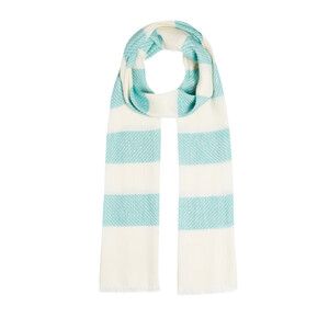 ipekevi - Water Green Block Striped Linen Cotton Scarf (1)