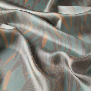 Water Green Dark Garden Print Silk Twill Scarf - Thumbnail