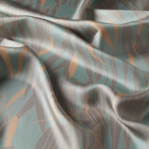 Water Green Dark Garden Print Silk Twill Scarf