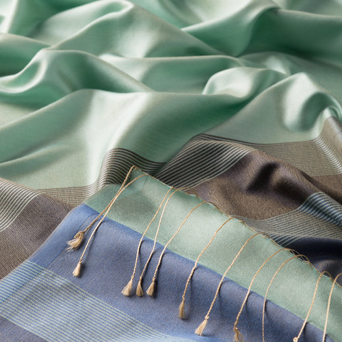 Water Green Elitist Striped Silk Scarf
