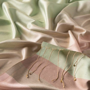 Water Green Elitist Striped Silk Scarf - Thumbnail