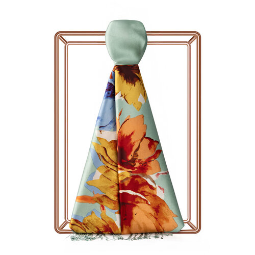 Water Green Florescence Print Silk Scarf