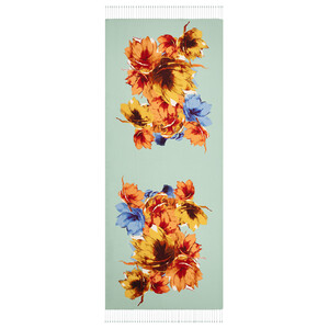 Water Green Florescence Print Silk Scarf - Thumbnail