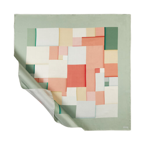 Water Green Lego Print Silk Twill Scarf