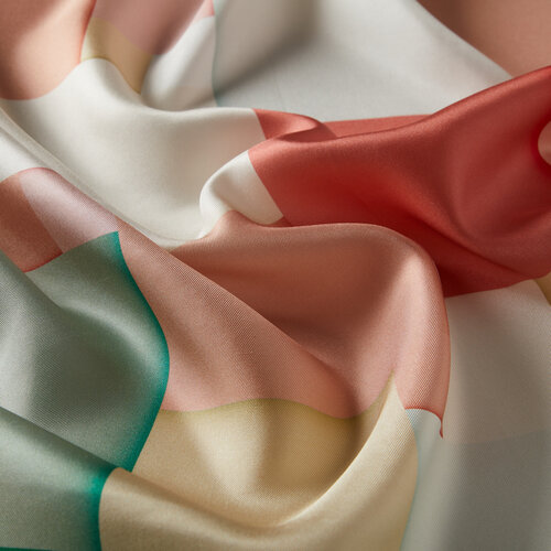 Water Green Lego Print Silk Twill Scarf