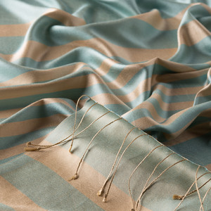 ipekevi - Water Green Meridian Striped Silk Scarf (1)