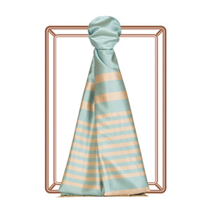 Water Green Meridian Striped Silk Scarf - Thumbnail