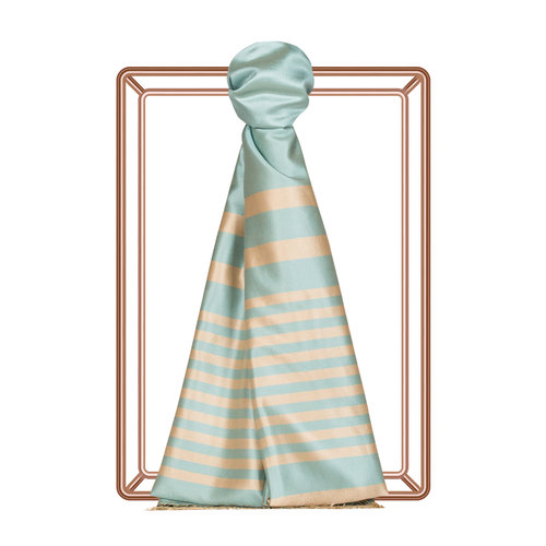 Water Green Meridian Striped Silk Scarf